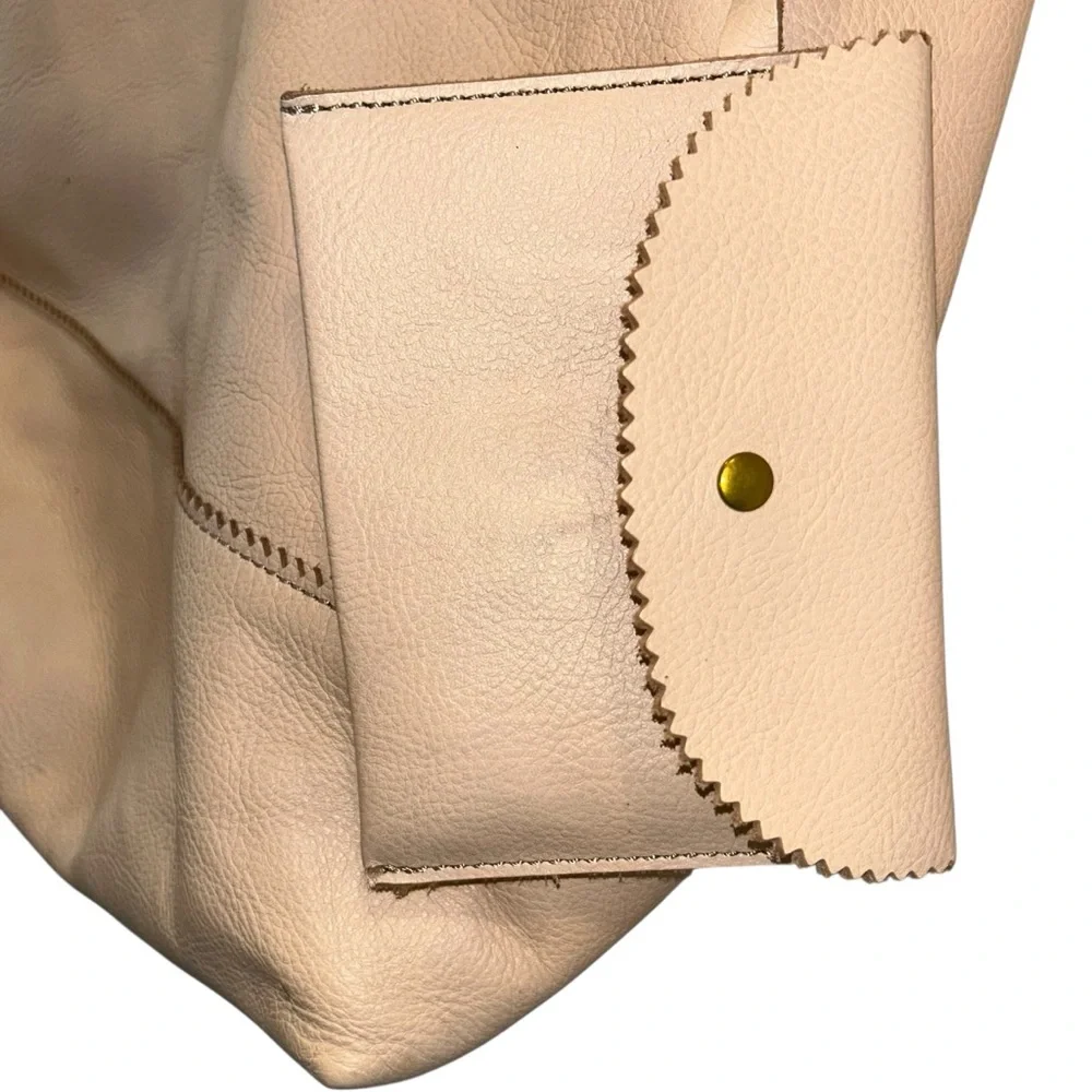J. Crew Tan Tote Bag Minimalist Design matching snap pouch included